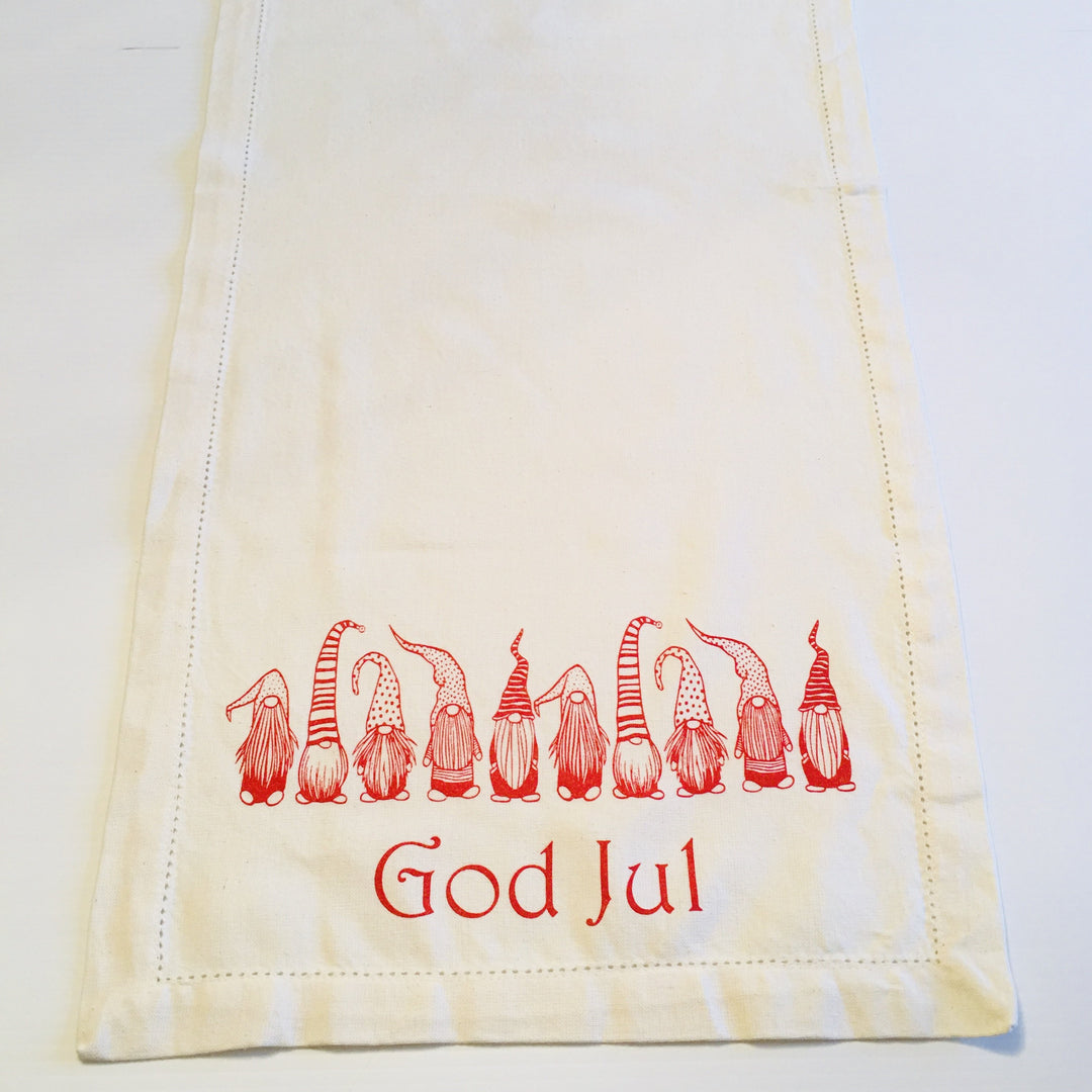 God Jul Gnomes on Cream 52" Runner