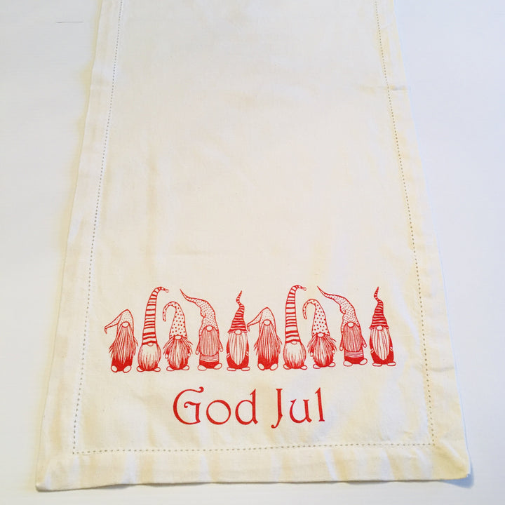 God Jul Gnomes on Cream 52" Runner