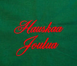 Hauskaa Joulua Embroidered on Green 52" Runner