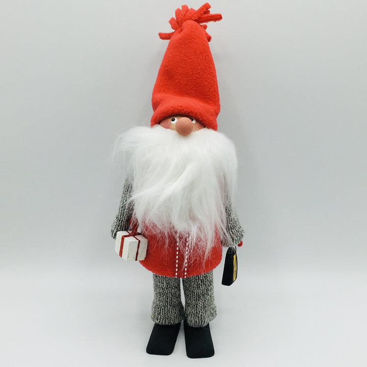 Hand made tomte holding a lantern & gift