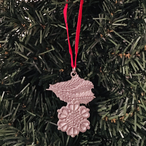 Swedish Pewter Ornament - Snowflake on Pine Branch