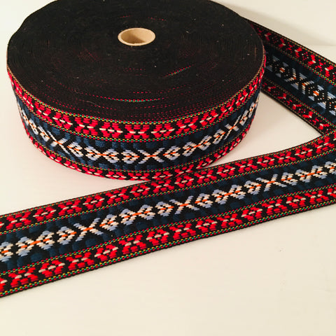 Fabric Ribbon Trim by the yard - Black, Red, Blue