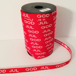 Fabric Ribbon Trim by the yard - Red with white God Jul