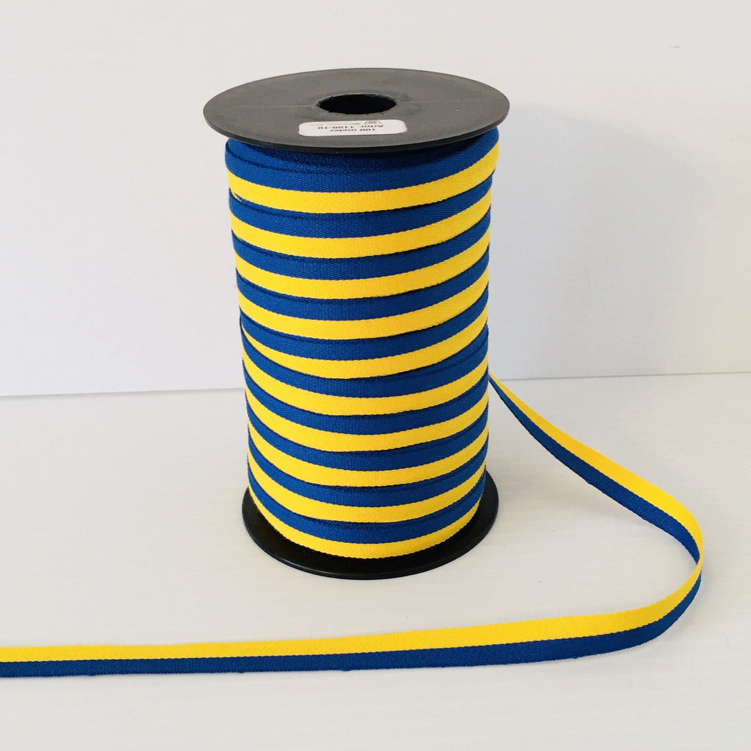 Fabric Ribbon Trim by the yard - Royal Blue & Yellow