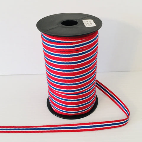 Fabric Ribbon Trim by the yard - Red, white & blue