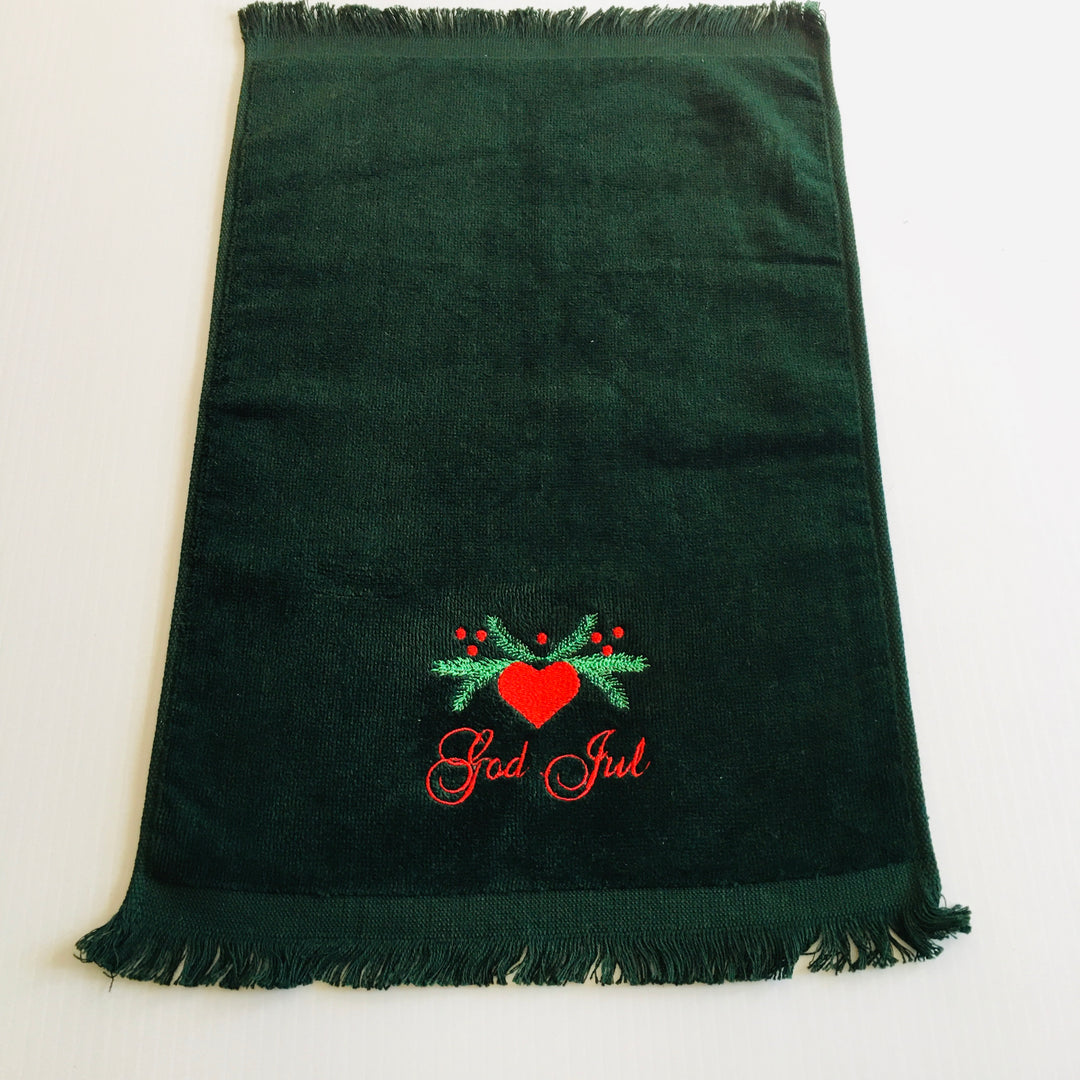 Finger tip towel - God Jul Hearts & pines