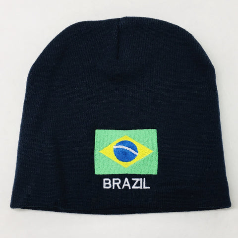 Knit beanie hat - Brazil flag