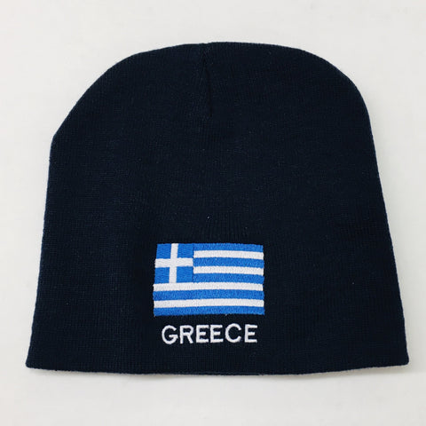Knit beanie hat - Greece flag