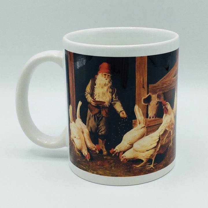 Jan Bergerlind Tomte feeding chickens coffee mug