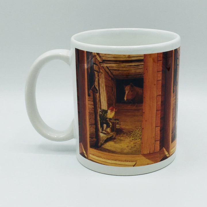 Jan Bergerlind Tomte with horse in barn coffee mug