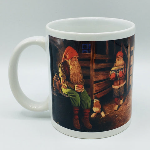 Jan Bergerlind Two Tomte in the Barn with Cat coffee mug