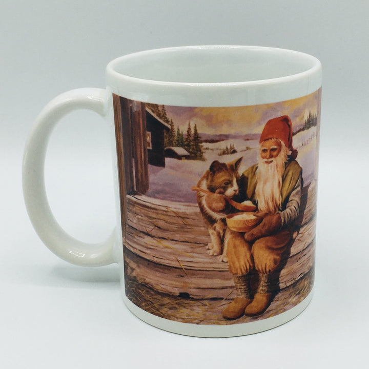 Jan Bergerlind Tomte Eating Porridge with Cat coffee mug