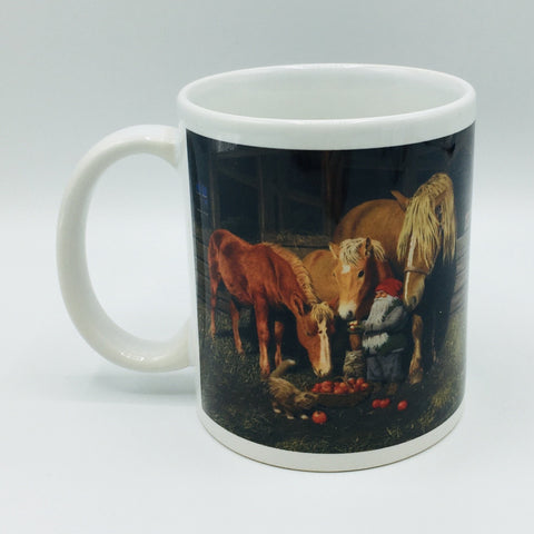 Jan Bergerlind Tomte feeding Horses coffee mug