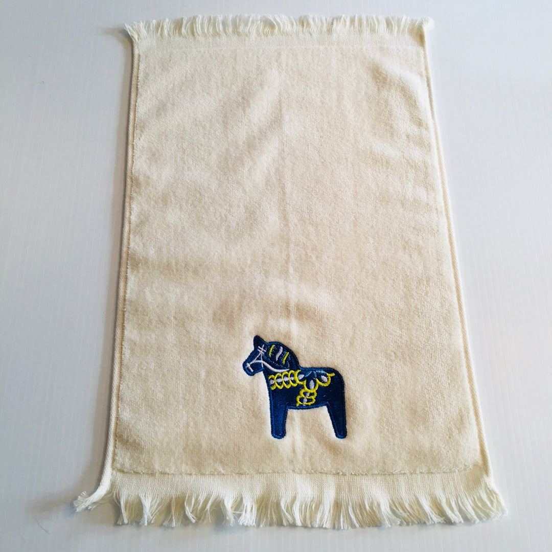 Finger tip towel - Blue Dala horse