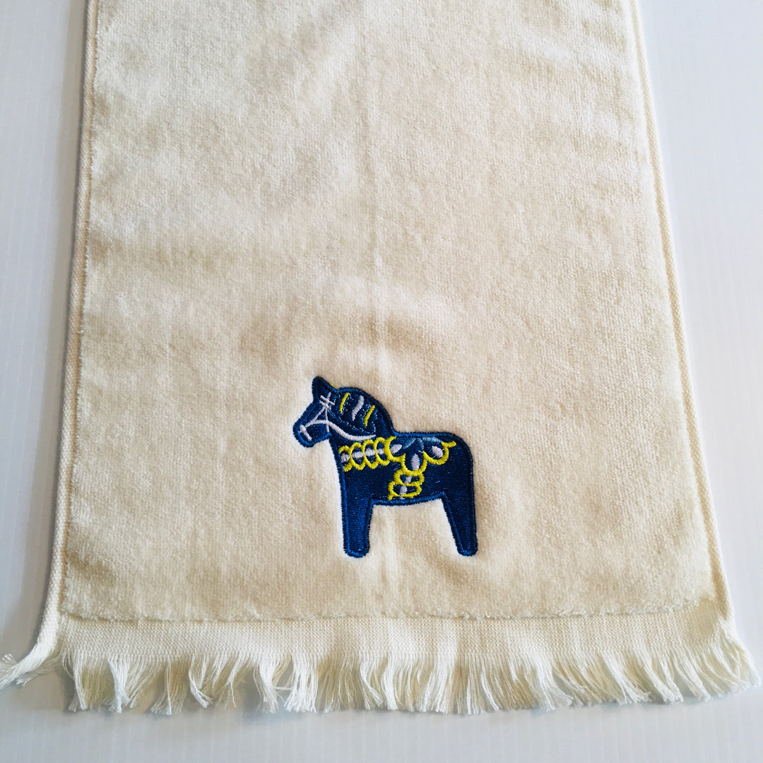 Finger tip towel - Blue Dala horse