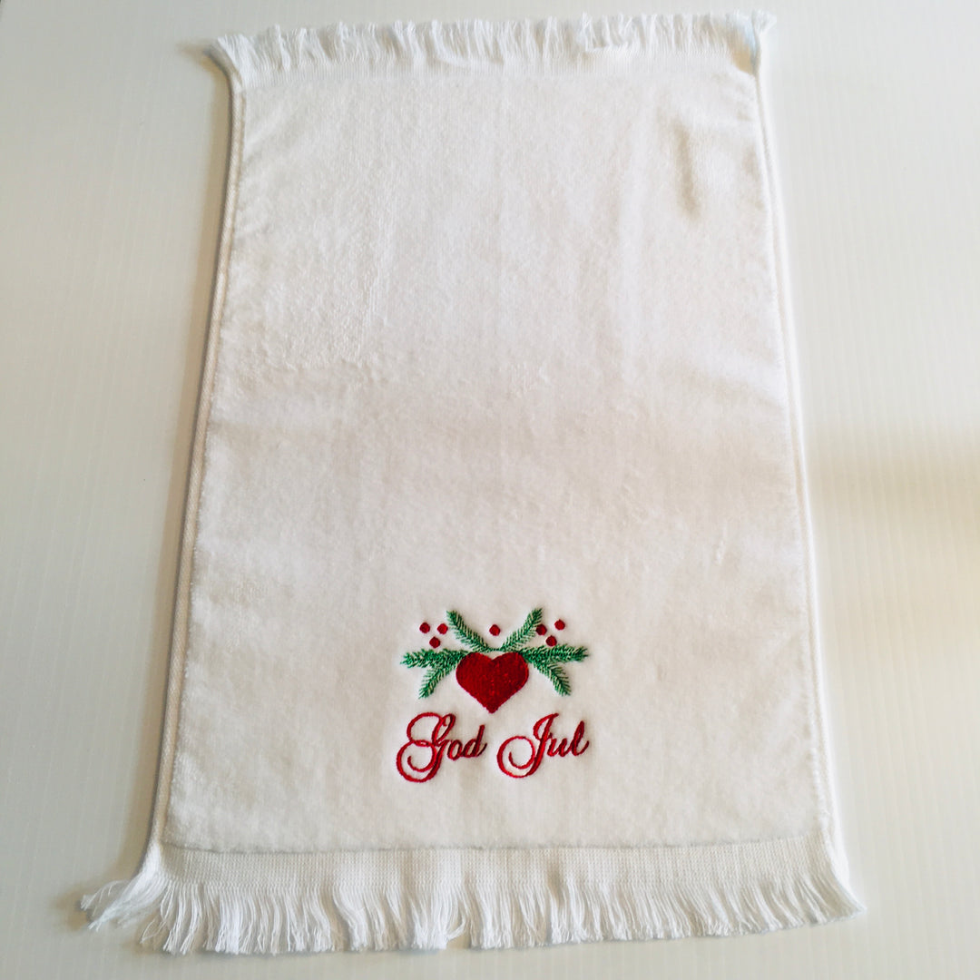 Finger tip towel - God Jul Hearts & pines