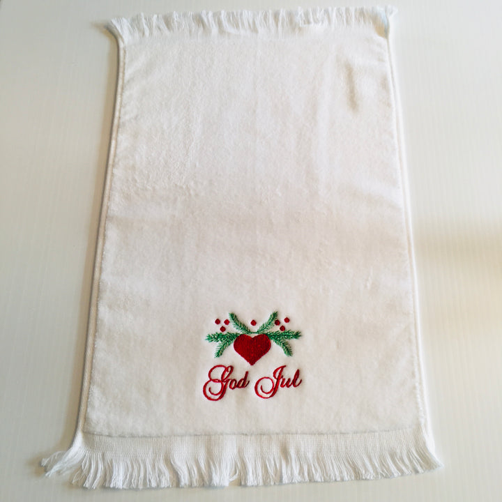 Finger tip towel - God Jul Hearts & pines