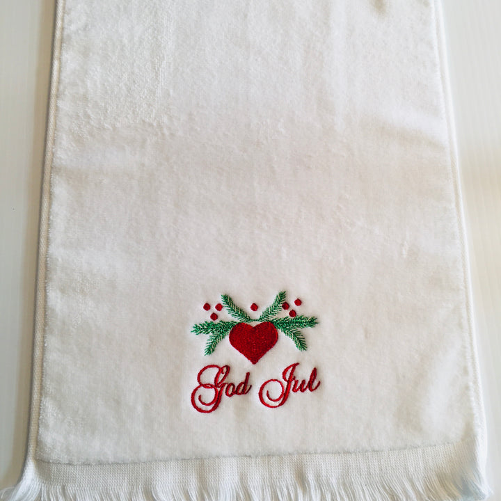 Finger tip towel - God Jul Hearts & pines