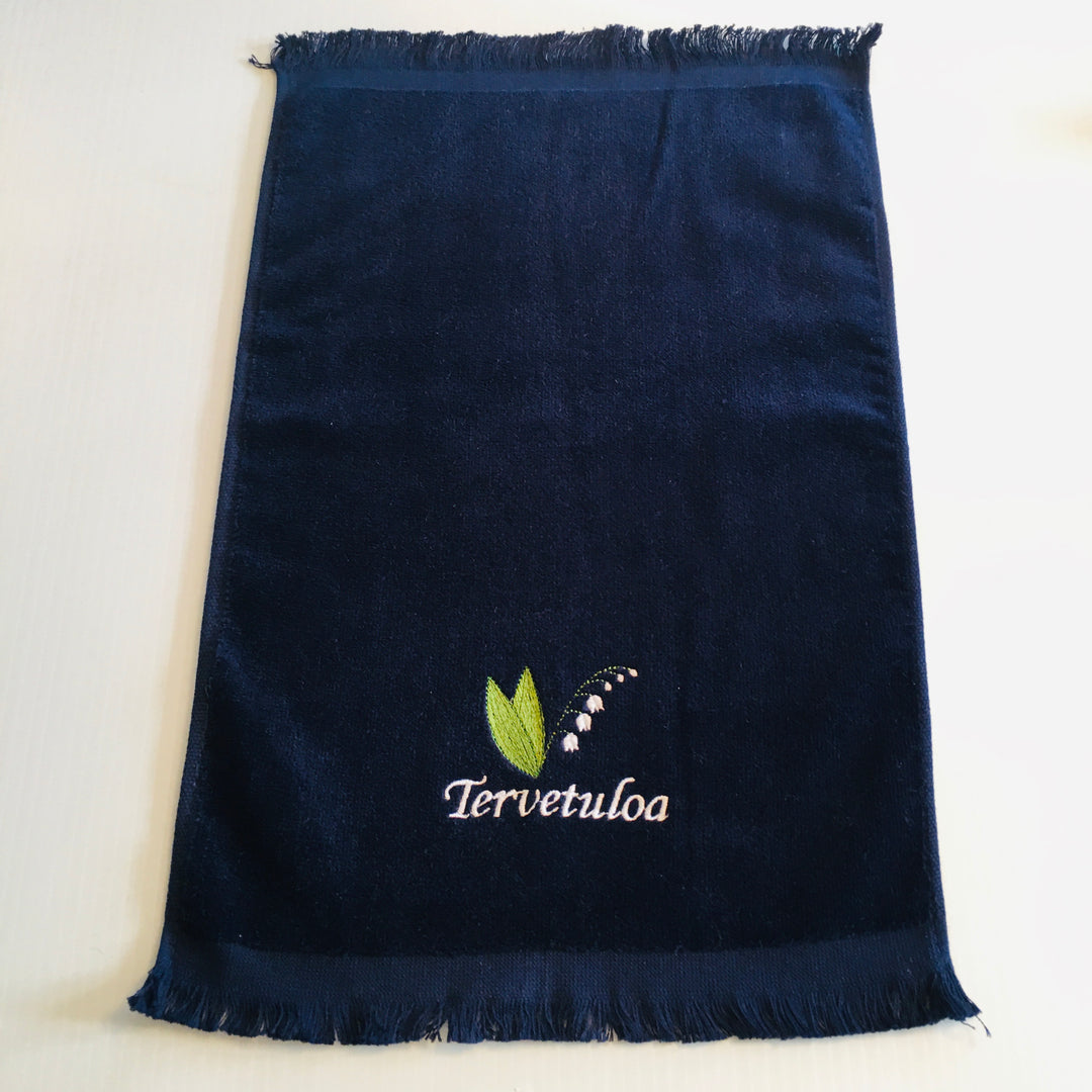 Finger tip towel - Tervetuloa Lily of the Valley on Navy