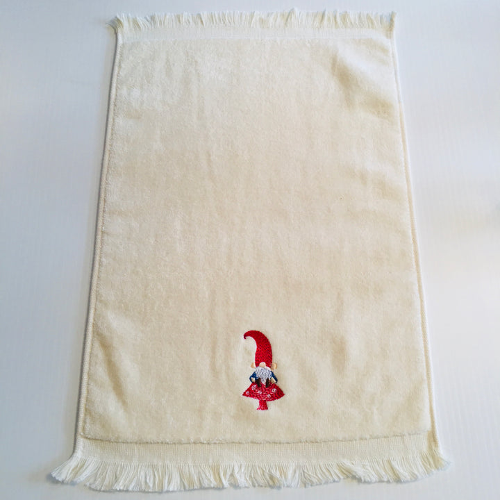 Finger tip towel - Gnome sitting on Mushroom