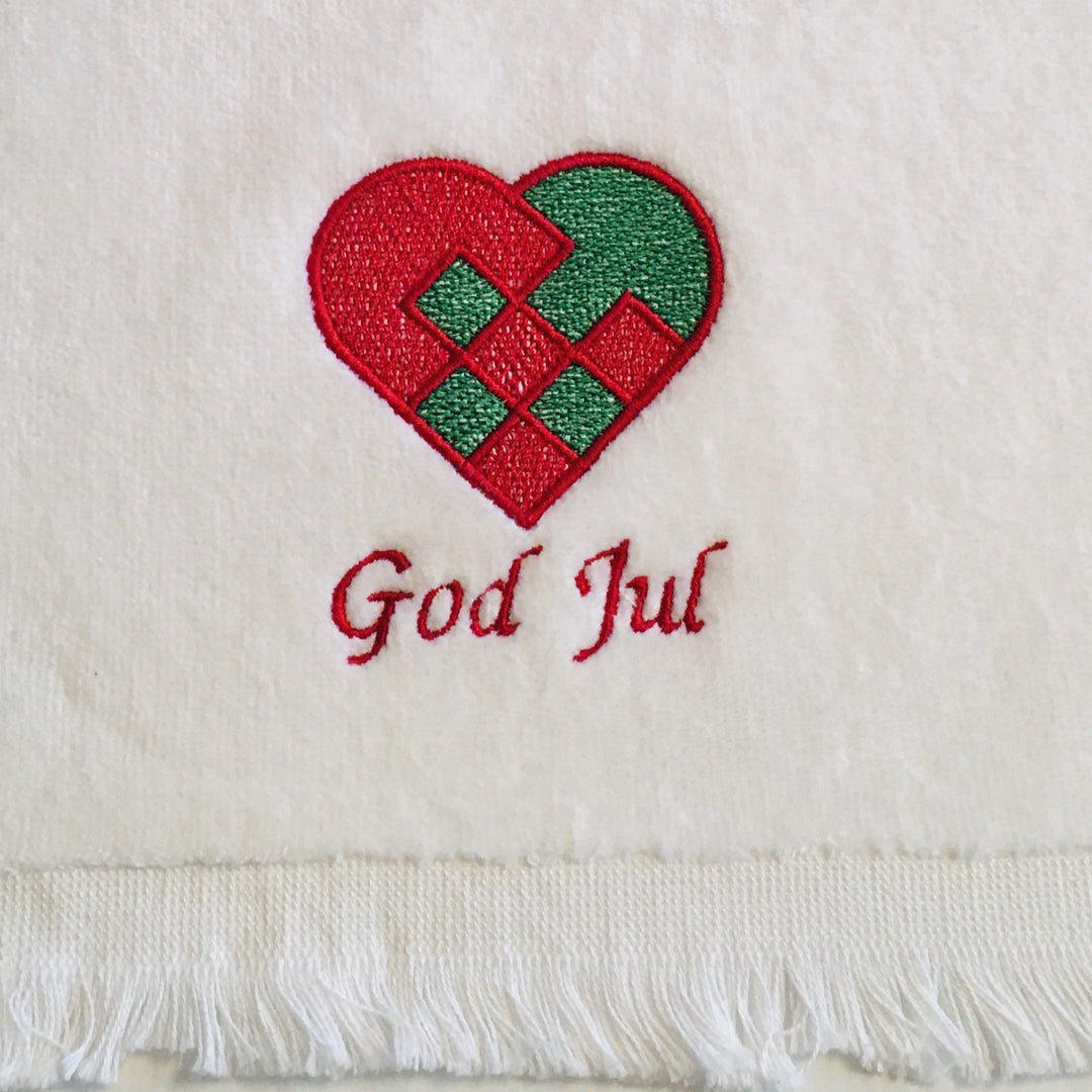 Finger tip towel - God Jul Heart Basket