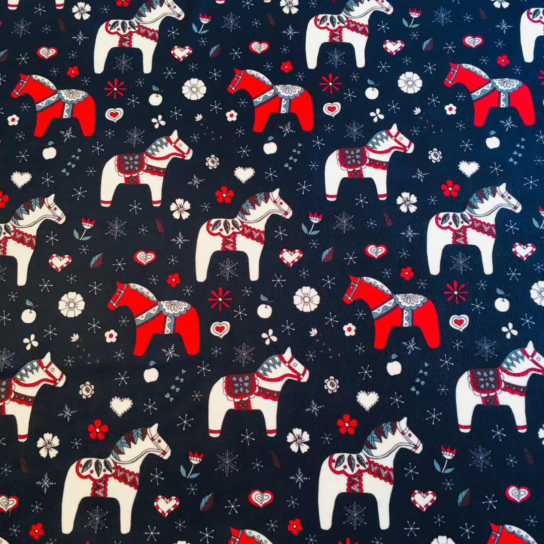 Fleece Baby Blanket - Dala horses