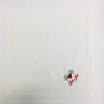 Large Square Napkin  Embroidered God Jul Hearts & Pines