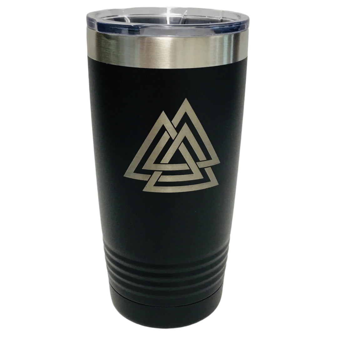 Valknut on Black 20 oz Stainless Steel hot/cold Cup