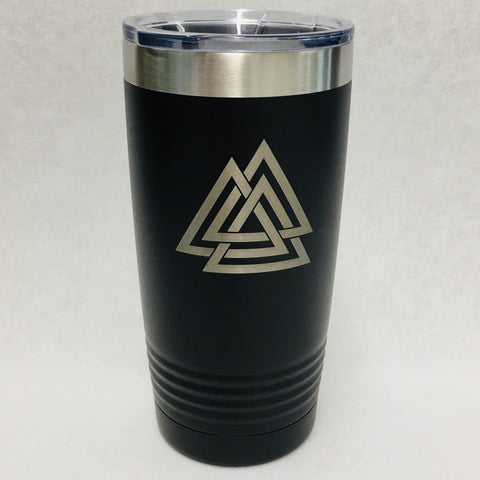 Valknut on Black 20 oz Stainless Steel hot/cold Cup