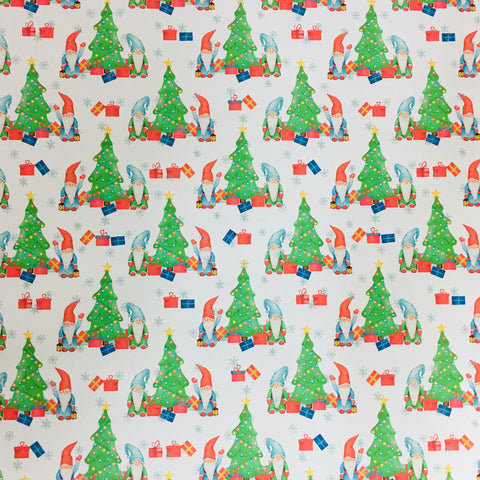 Gnomes & Christmas Trees Gift wrap or craft paper