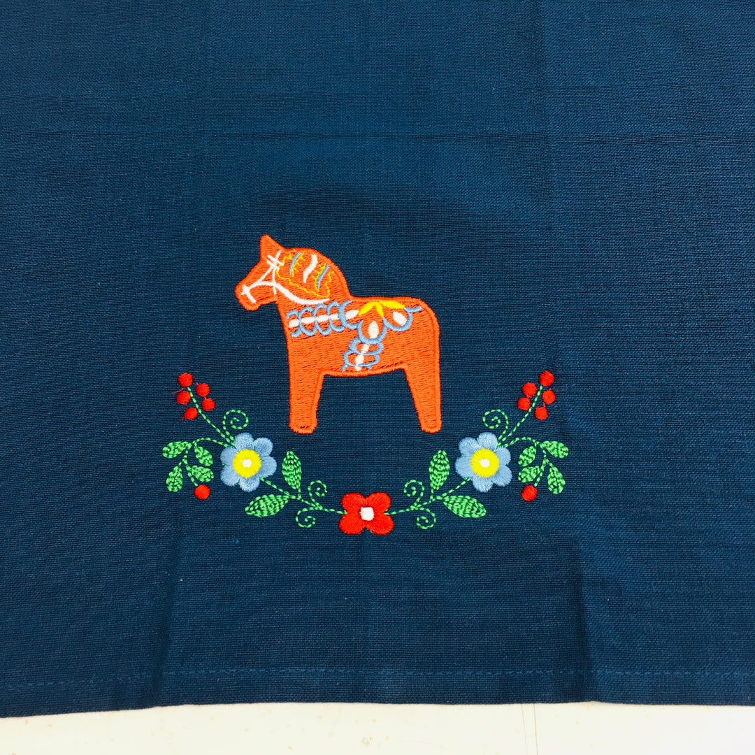 Dish Towel - Dala Horse and flowers