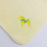 Fleece Baby Blanket - Dala horse on Blue, Pink or Yellow