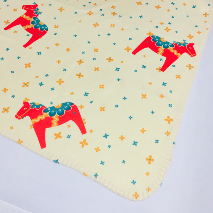 Fleece Baby Blanket - Dala horses