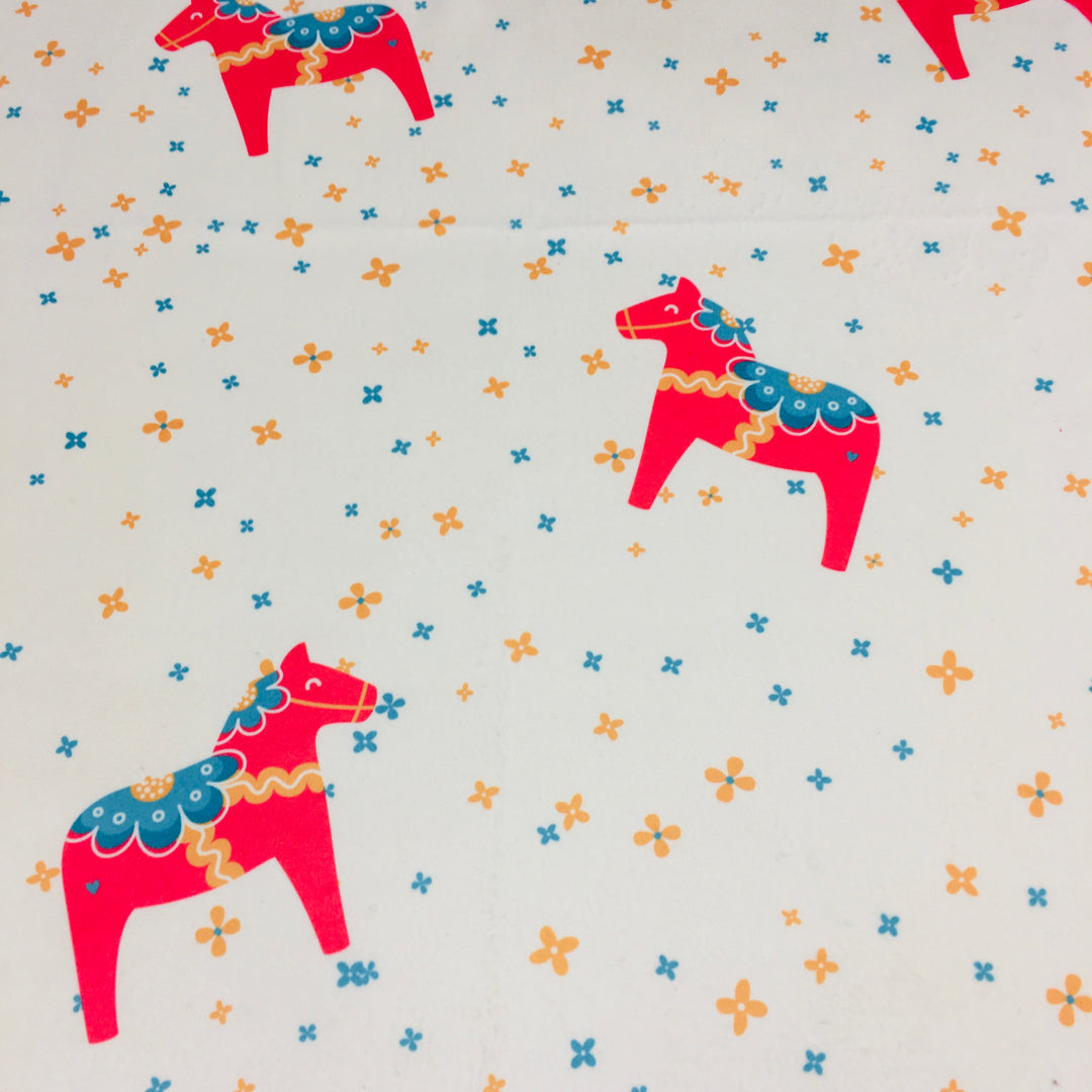 Fleece Baby Blanket - Dala horses