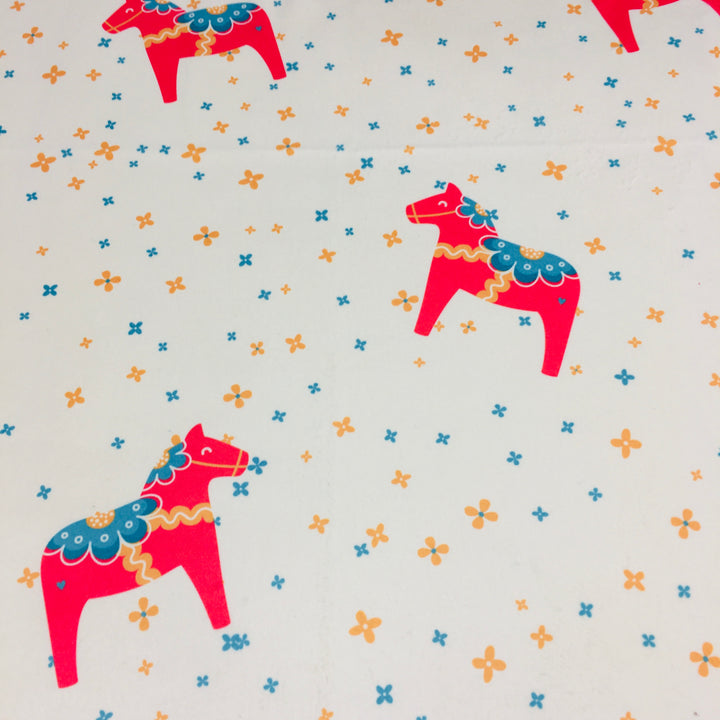 Fleece Baby Blanket - Dala horses