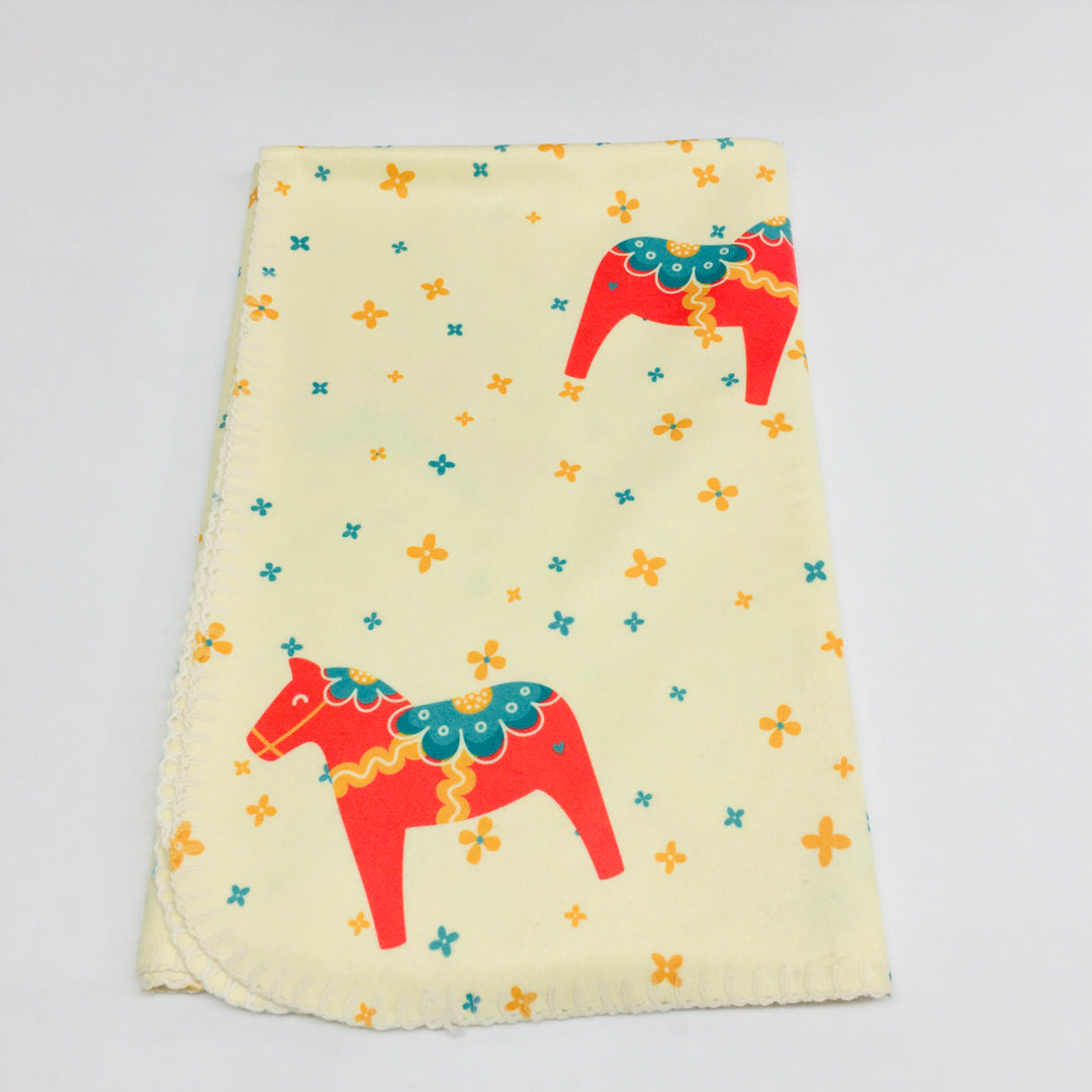 Fleece Baby Blanket - Dala horses