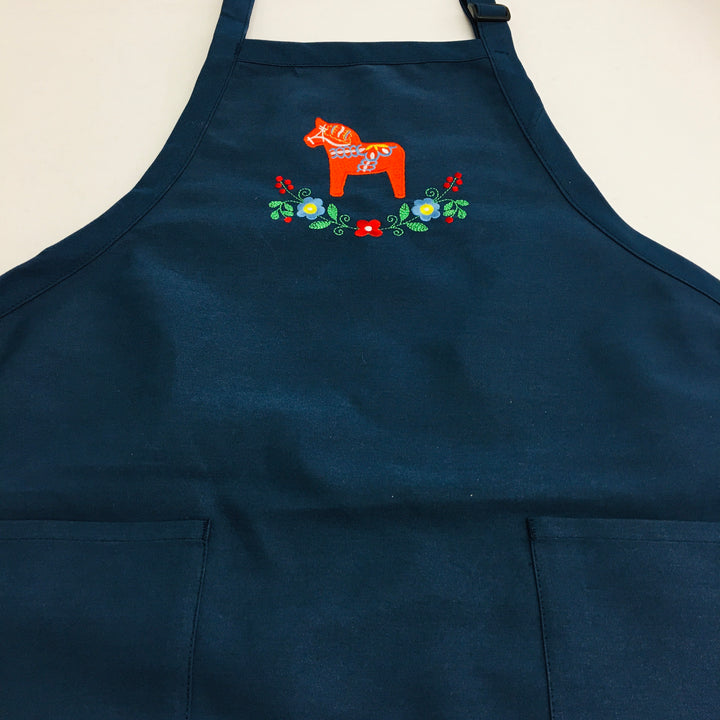 Apron - Embroidered Dala Horse & Flowers