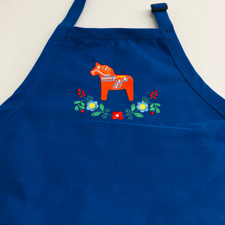 Apron - Embroidered Dala Horse & Flowers