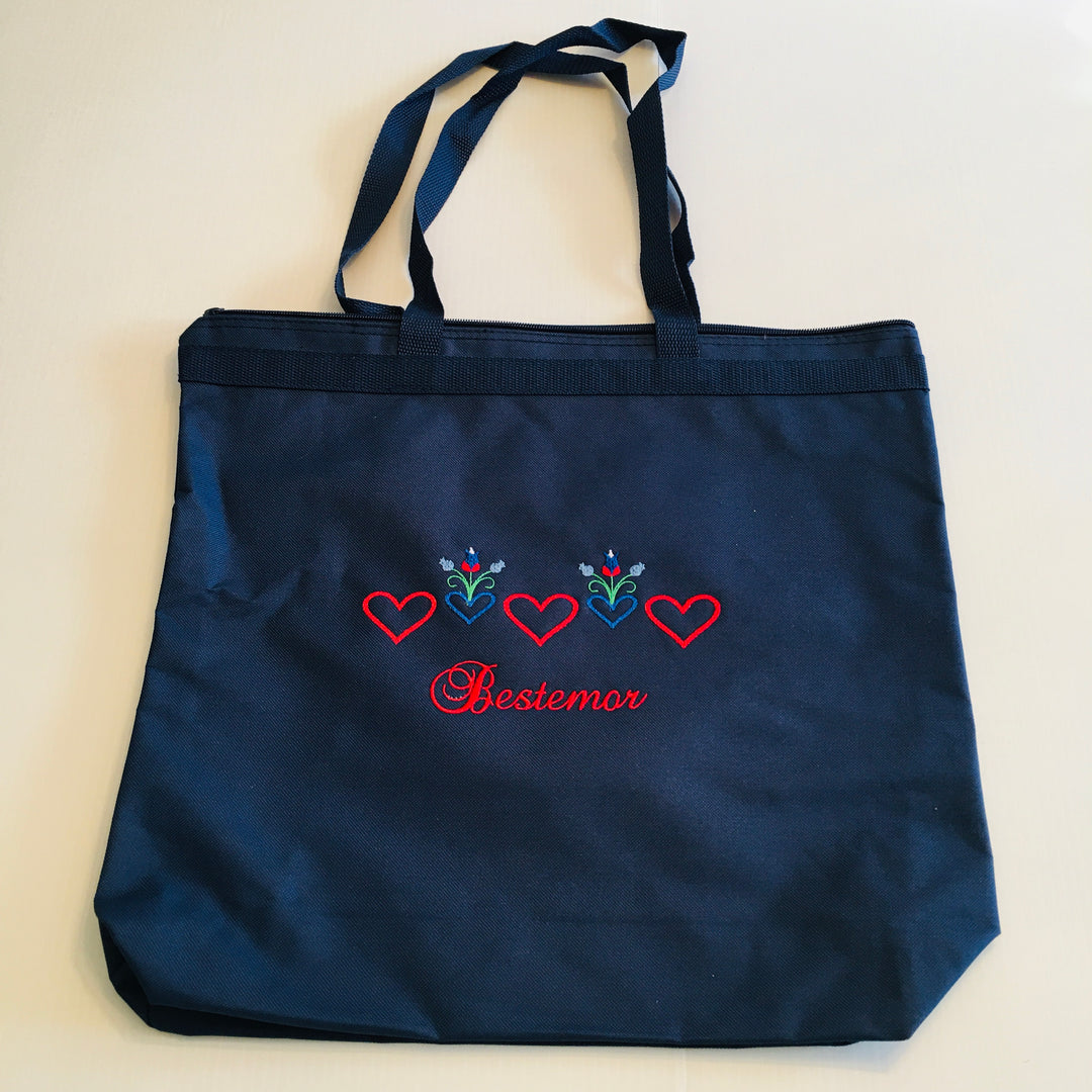 Tote Bag - Navy with Bestemor Hearts