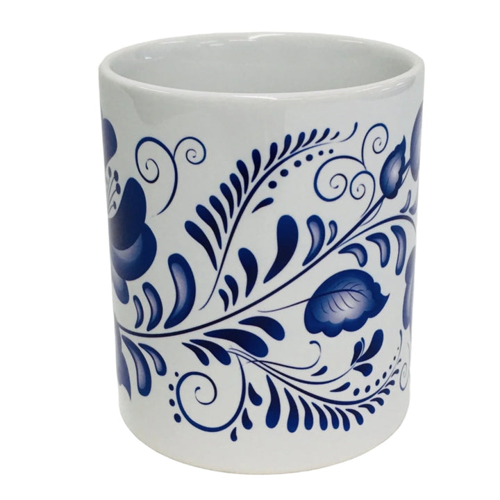 Blue Folk art coffee mug