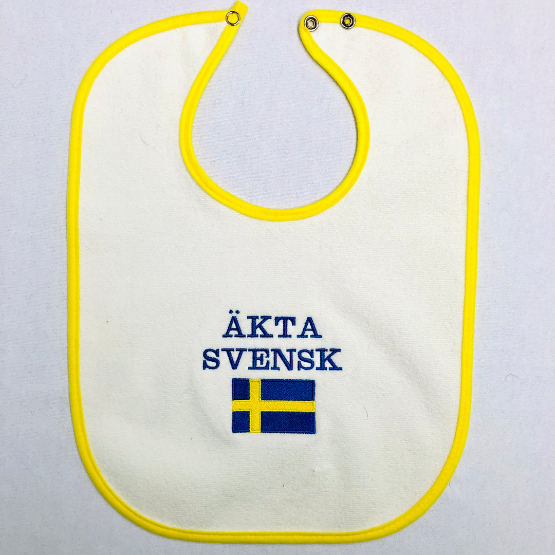 Baby Bib, Äkta Svensk on yellow