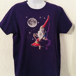 Gnome in the Moonlight on Purple Ladies T-shirt