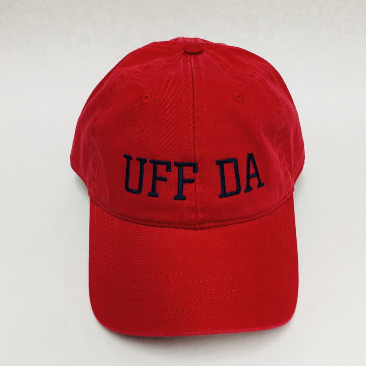 Uff Da red baseball cap