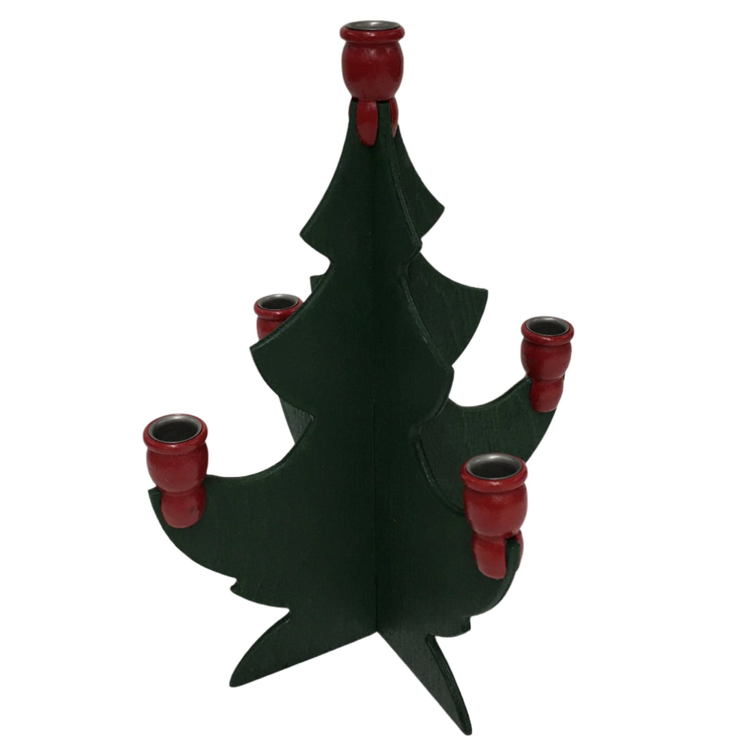 Green Wood Tree Candle Holder