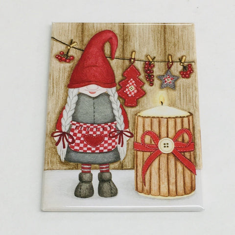 Rectangle Magnet, Gnome Lady with Candle