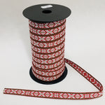 Fabric Ribbon Trim by the yard - Red & white