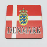 Denmark Flag and Crest Hardboard Coaster
