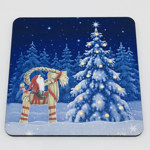 Eva Melhuish Tomte on Straw Goat Hardboard Coaster