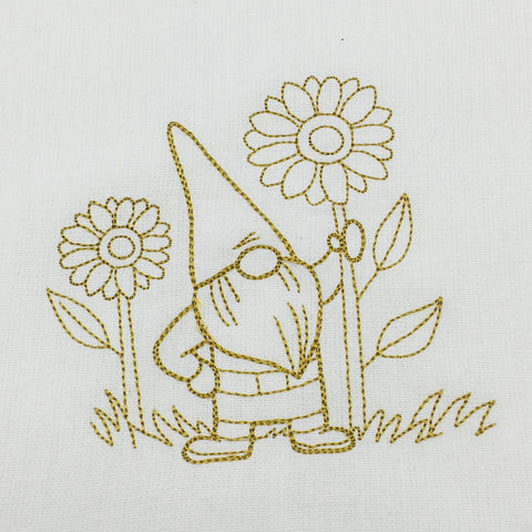 Dish Towel - Gnome with Sunflower