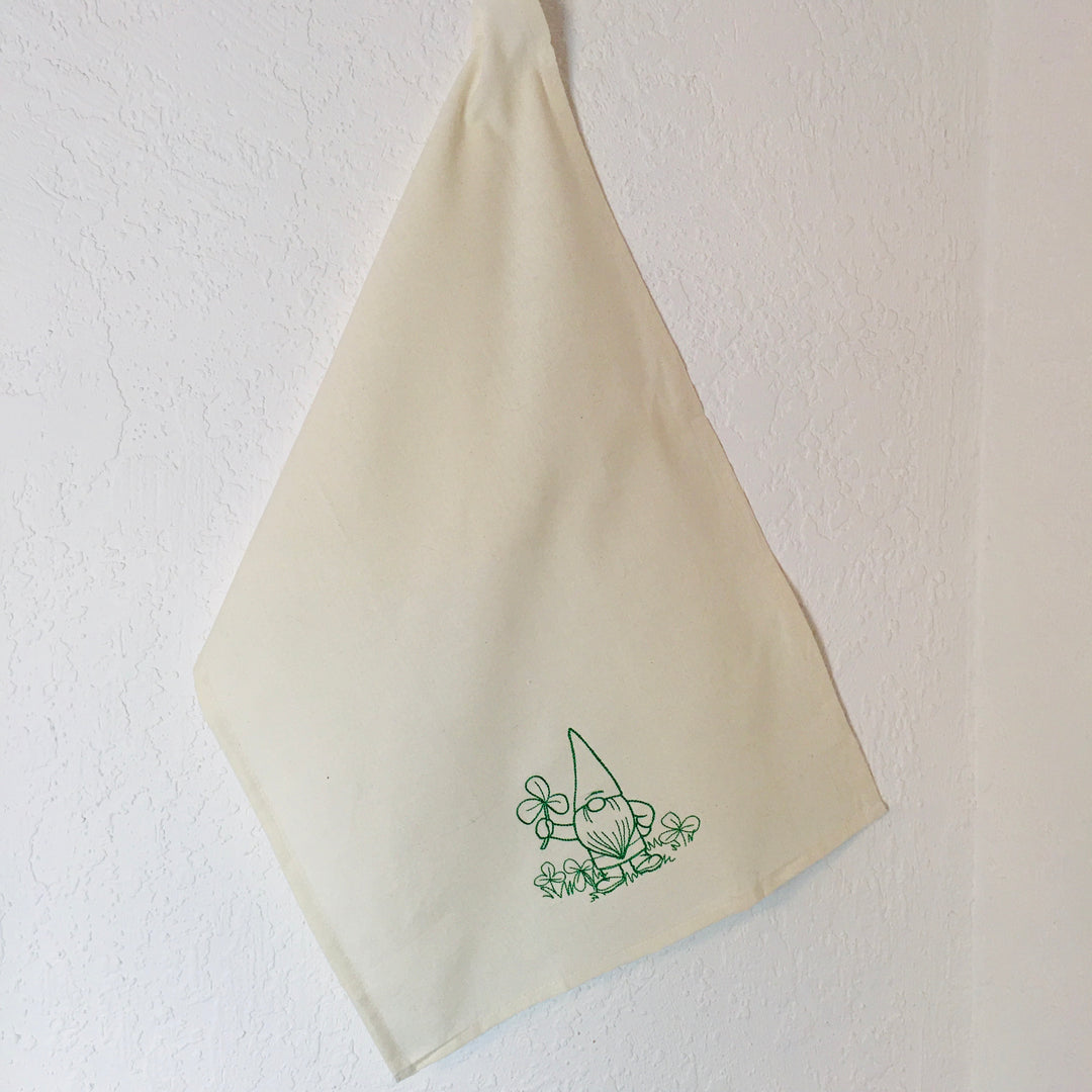 Dish Towel - Gnome with Shamrocks